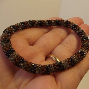 Crocheted Bracelet Seed Beads Tri-color